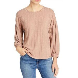 Status by Chenault Rib-Knit Puff Sleeve Boxy Top